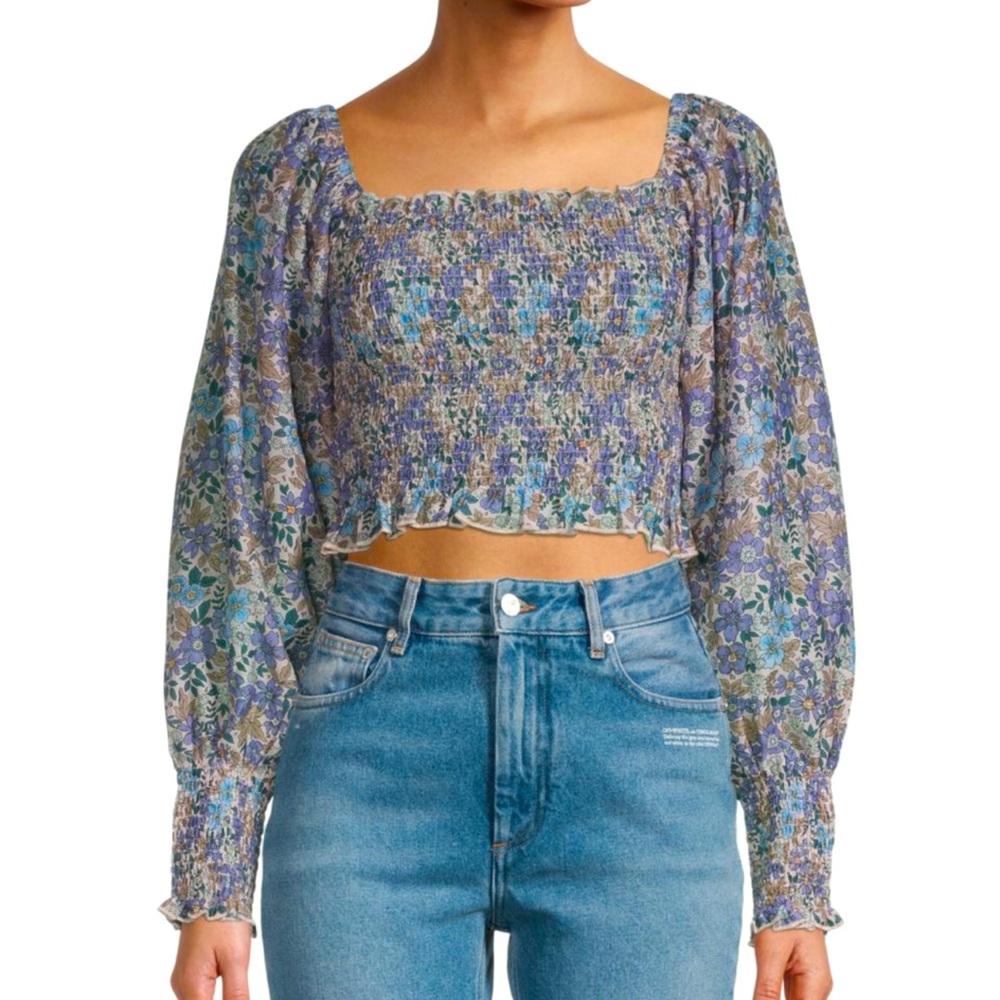 NWOT Jacquie The Label Andrea Smocked Floral Crop Top